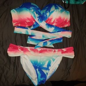 VS PINK Red, White, Blue Bikini Set